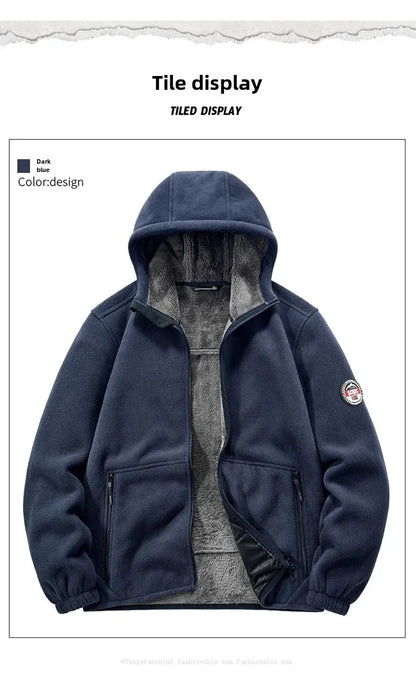 Autumn/Winter Men'S New Fleece-Lined Jacket Inner Lining Fleece-Lined Double Warm Loose Fit Men'S Jacket23