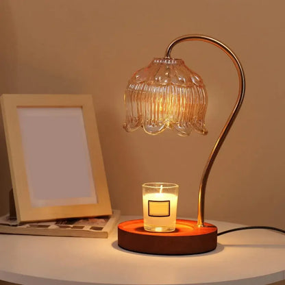 Candle Warmer Lamp Nightstand Lamp Dimmable/ Timer Aromatherapy Lamp without Fire High Quality Glass Lamp Shade