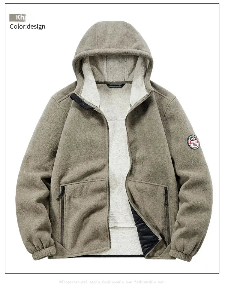 Autumn/Winter Men'S New Fleece-Lined Jacket Inner Lining Fleece-Lined Double Warm Loose Fit Men'S Jacket23