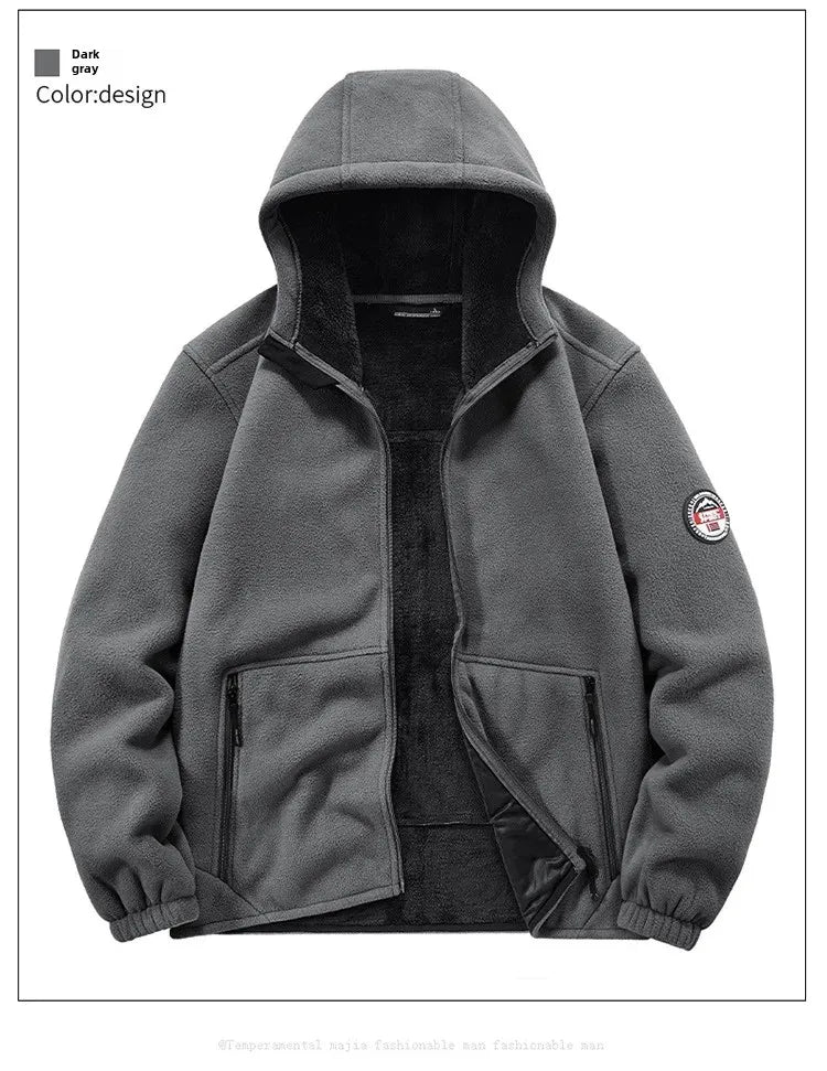 Autumn/Winter Men'S New Fleece-Lined Jacket Inner Lining Fleece-Lined Double Warm Loose Fit Men'S Jacket23