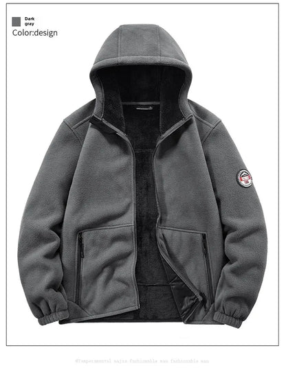 Autumn/Winter Men'S New Fleece-Lined Jacket Inner Lining Fleece-Lined Double Warm Loose Fit Men'S Jacket23