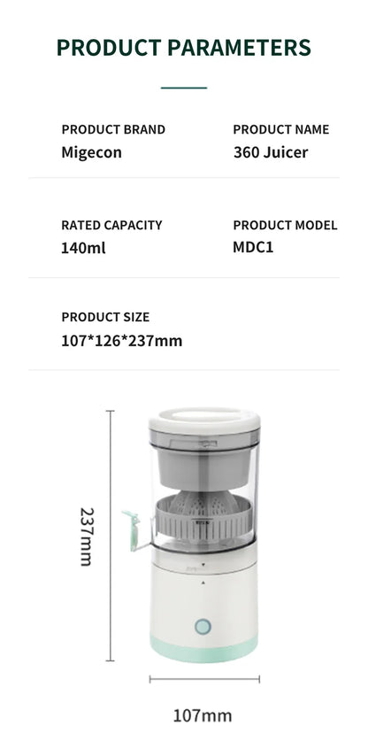 Wireless Juicer Automatic Orange Lemon Juicer USB Charge Juice Separator Portable Fruit Extractor Squeezer Pressure Juicers