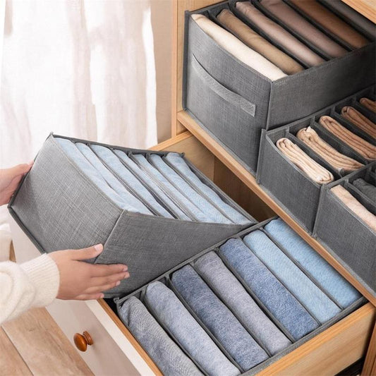 Multi Compartment Clothes Organizing Storage Box, 1 Count Non-Woven Fabric Jeans Storage Box for Dressers Drawer, Space-Saving Clothes & Underwear Storage Box, Closet Organizer, Home Wardrobe Drawer Organizer