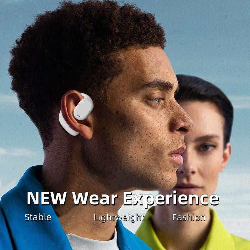 Enfun Wireless Earbuds Open Headphones, Long Play Back Earphones in Ear Waterproof with Microphone LED Display for Sports Running Earbuds