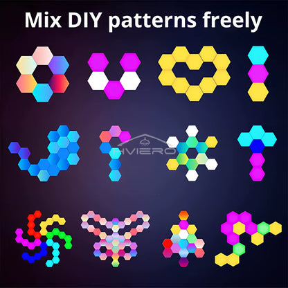 RGB Led Wall Light Hexagon Honeycomb Lamps Room Decoration Touch Sensor Night Lights Modern Bedroom Ambient Lamp Remote Control