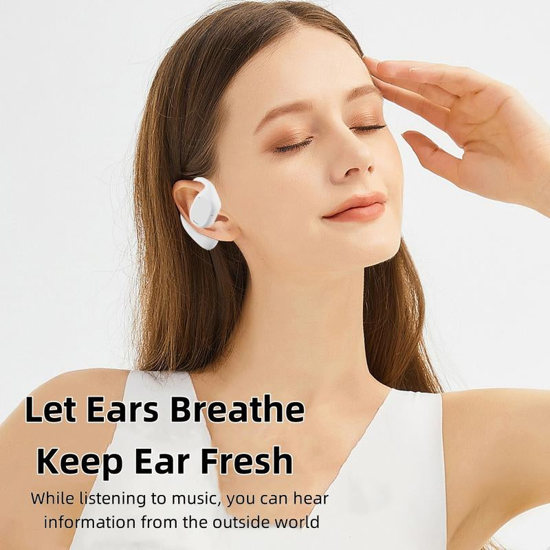 Enfun Wireless Earbuds Open Headphones, Long Play Back Earphones in Ear Waterproof with Microphone LED Display for Sports Running Earbuds