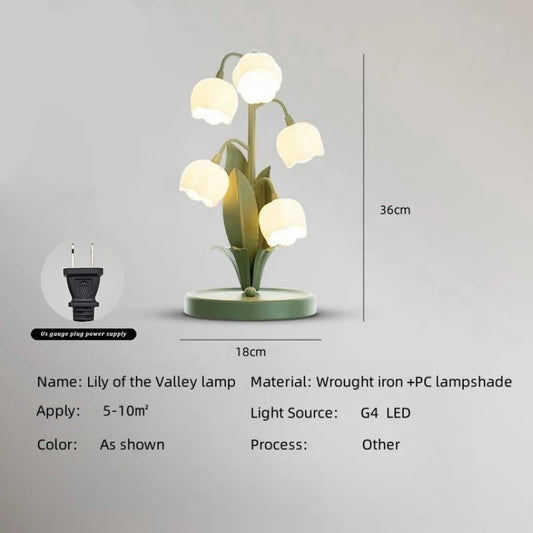 Vintage Floral Table Lamp for the Home, 5 Lily Nightstand Lamp in 3 Color Patterns with G4 Led Bulbs for Bedrooms, Living Rooms
