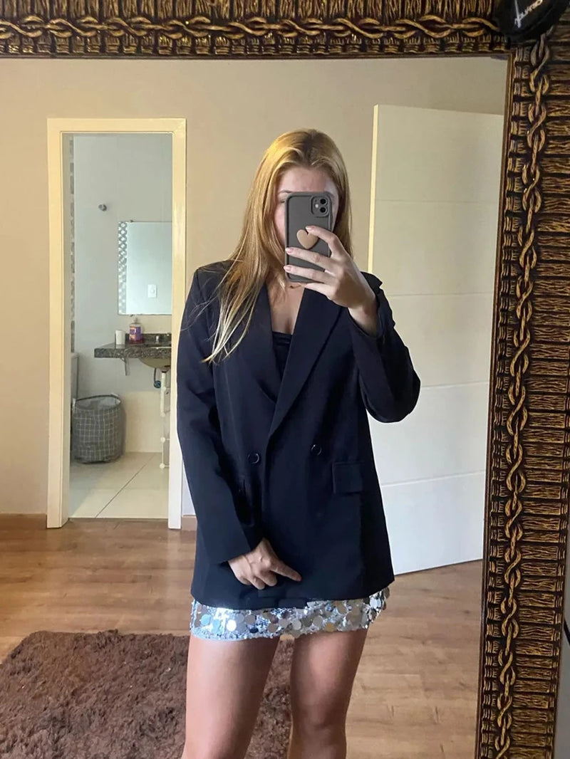 TRAF Blazer Woman Black Beige Khaki Blue Green Gray Women Coat Fashion Office Wear Women'S Blazers Jacket Outerwears 2024