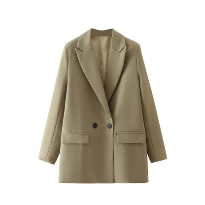 TRAF Blazer Woman Black Beige Khaki Blue Green Gray Women Coat Fashion Office Wear Women'S Blazers Jacket Outerwears 2024