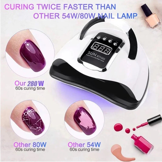 UV LED Nail Lamp,Uv Light for Gel Nail,280W Nail Curing Lamps for Home & Salon, Led Nail Dryer with Automatic Sensor,Lcd Display