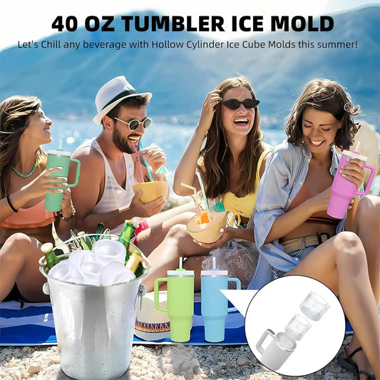 Ice Cube Tray for 40 Oz Tumbler Cup, Silicone Ice Cube Molds with Lid and Bin for Chilling Cocktails, Whiskey, Drinks, Coffee