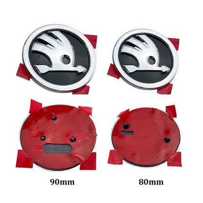 2Pcs 80Mm 90Mm Emblem for  Fabia 1 2 Octavia A7 RS Superb Rapid Yeti Karoq Vision Car Head Front Rear Boot Tailgate Sticker
