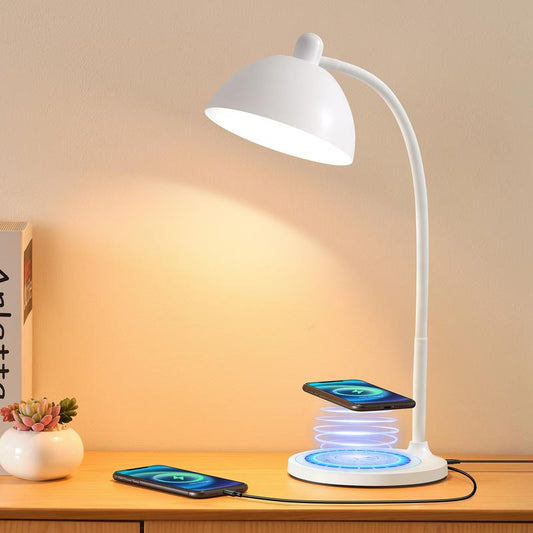 BOHON Desk Lamp, LED Desk Lamp with USB Charging Port, Wireless Charger Desk Lamp Suitable for Home Office, with 5 Colors and 6 Levels of Brightness. It'S a Touch Desk Lamp Applicable for Reading beside the Bed in the Bedroom, in University Dormitories.