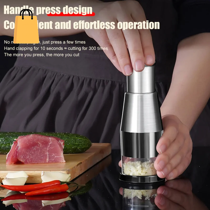 Pressed Garlic Chopper Stainless Steel Manual Garlic Masher Handheld Push Type Garlic Crusher Labor Kitchen Chopper Gadget