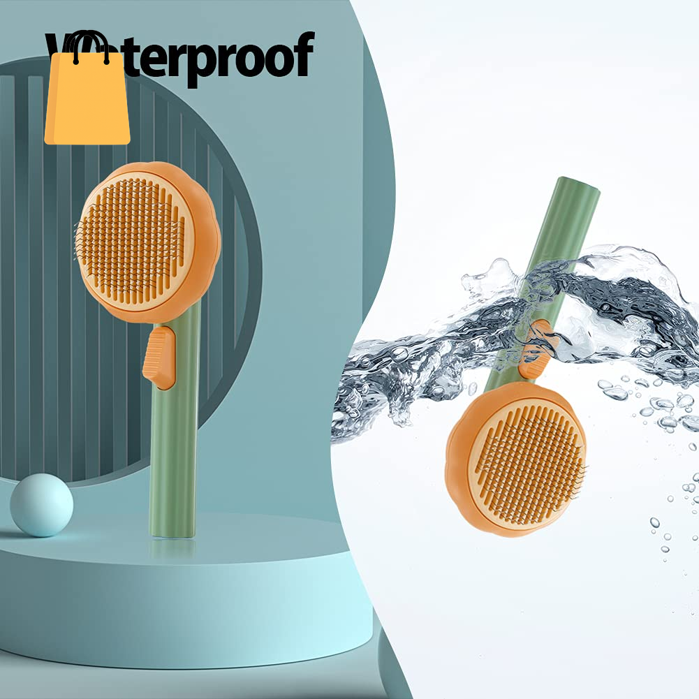 Pet Pumpkin Brush, Pet Grooming Self Cleaning Slicker Brush for Dogs Cats Puppy Rabbit, Cat Brush Grooming Gently Removes Loose Undercoat, Mats Tangled Hair Slicker Brush