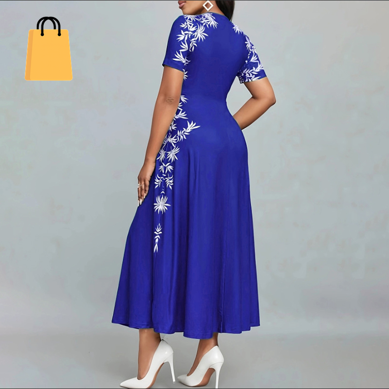 Women'S Elegant Short Sleeve Maxi Dresses Casual Empire Waist Long Dress