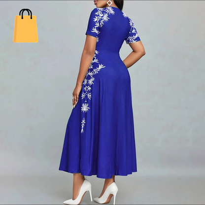 Women'S Elegant Short Sleeve Maxi Dresses Casual Empire Waist Long Dress