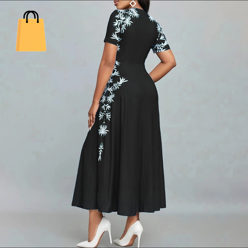 Women'S Elegant Short Sleeve Maxi Dresses Casual Empire Waist Long Dress
