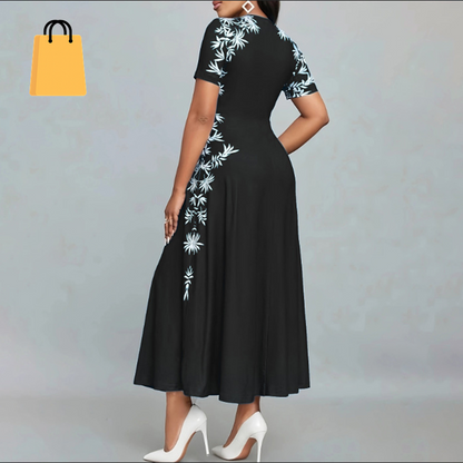 Women'S Elegant Short Sleeve Maxi Dresses Casual Empire Waist Long Dress