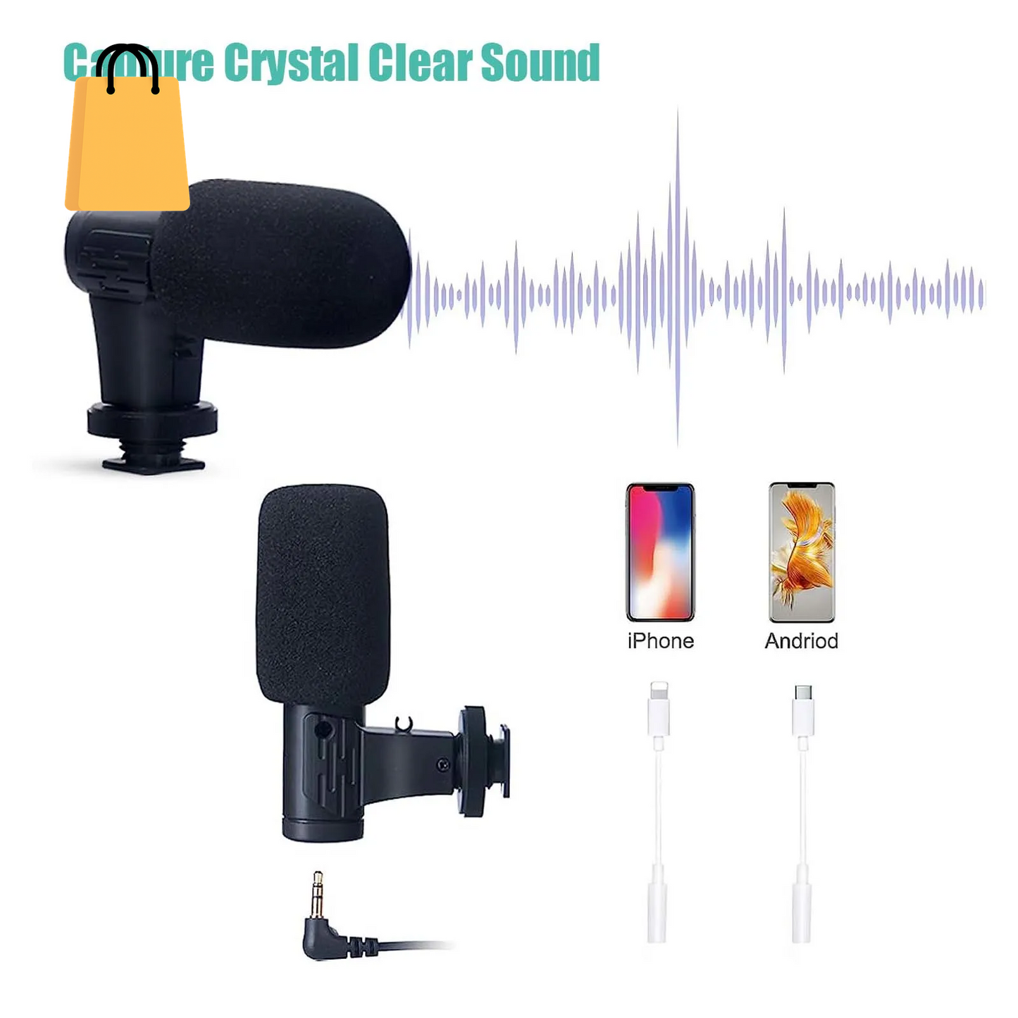 Smartphone Vlogging Kit for Iphone Android with Tripod Mini Microphone Starter Vlog Kit for Tiktok Live Stream Video Youtube