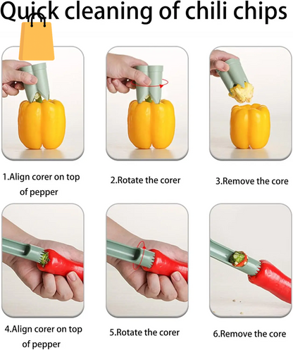 Pepper Seed Corer Remover Upgraded 2-In-1 Bell Pepper Cutter Deseeder Effortlessly Streamline Your Kitchen Prep for Faster Meal