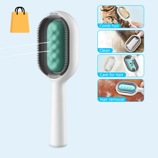 Cat Hair Brush with Water, Sticky Brush for Cats, 4 In-1 Cat Grooming Brush Creative Update Cat Dog Grooming Comb with Water Tank Double-Sided Hair Removal Brush Kitten Pet Supplies Accessories