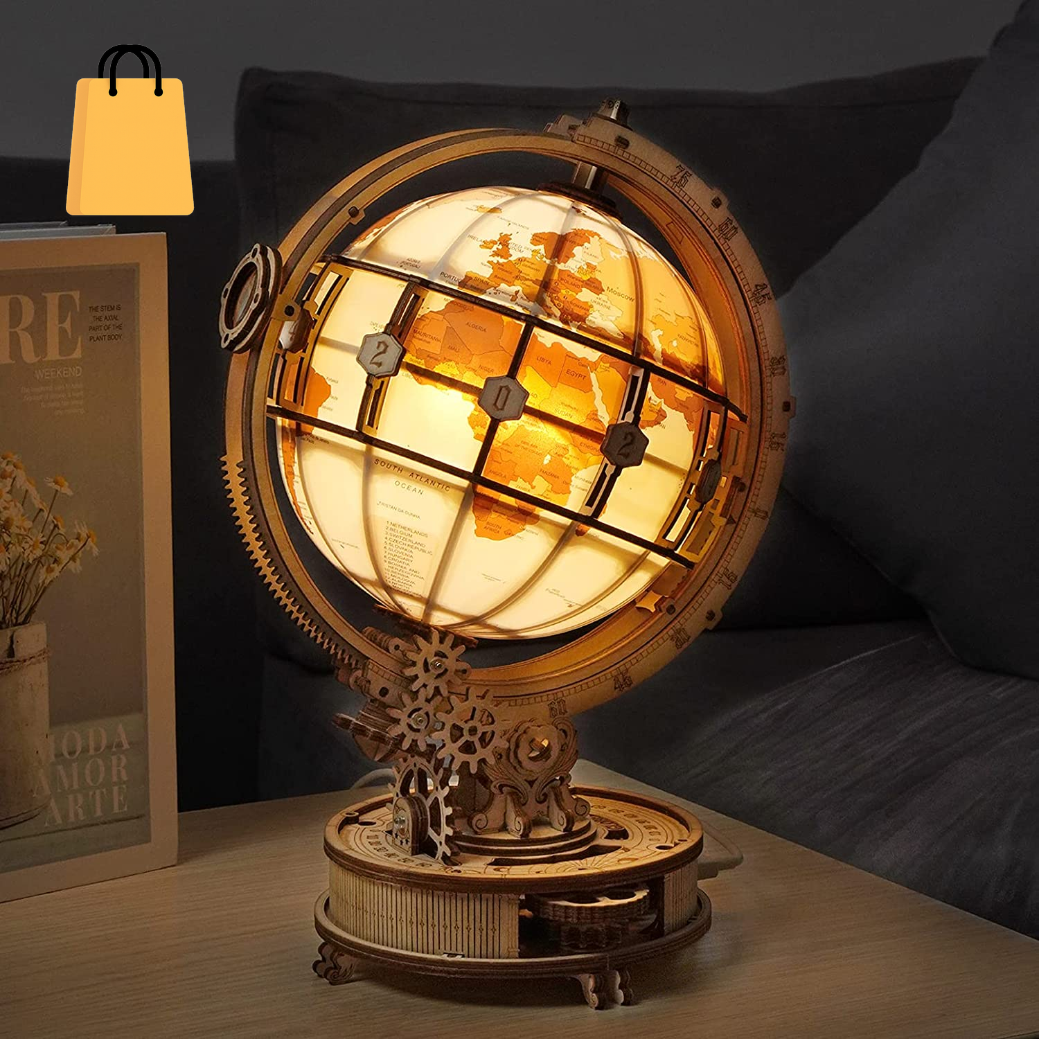 Rokr Luminous Globe 3D Wooden Hot Selling 180PCS Model Building Block Kits Toy