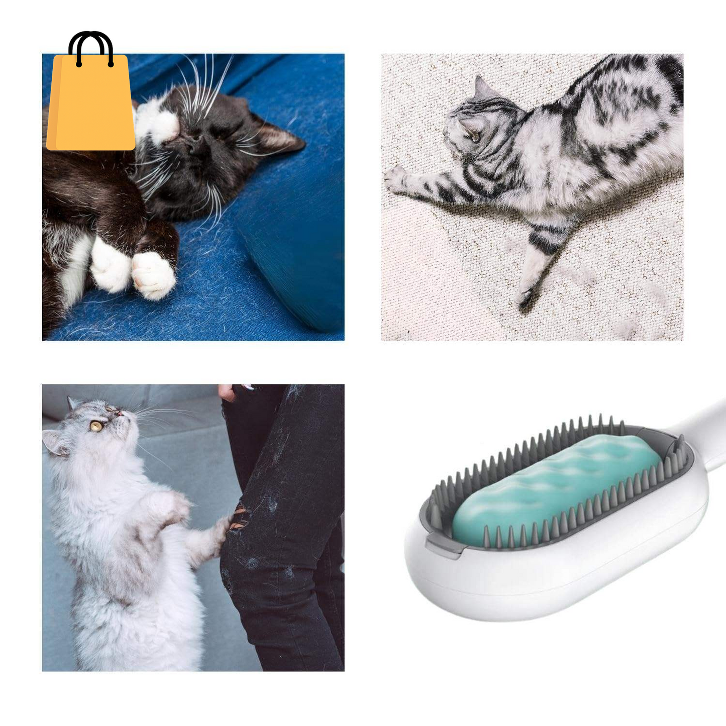 Cat Hair Brush with Water, Sticky Brush for Cats, 4 In-1 Cat Grooming Brush Creative Update Cat Dog Grooming Comb with Water Tank Double-Sided Hair Removal Brush Kitten Pet Supplies Accessories