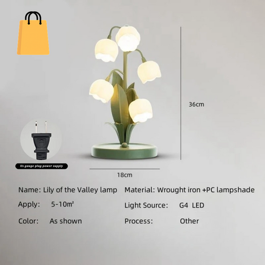 Vintage Floral Table Lamp for the Home, 5 Lily Nightstand Lamp in 3 Color Patterns with G4 Led Bulbs for Bedrooms, Living Rooms