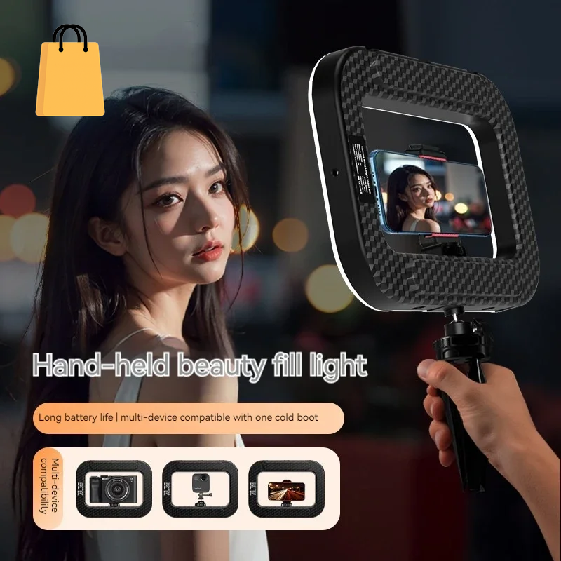 New Handheld Ring LED Rechargeable Fill Light Portable Mobile Phone Live Broadcast Photography Desktop Selfie Light