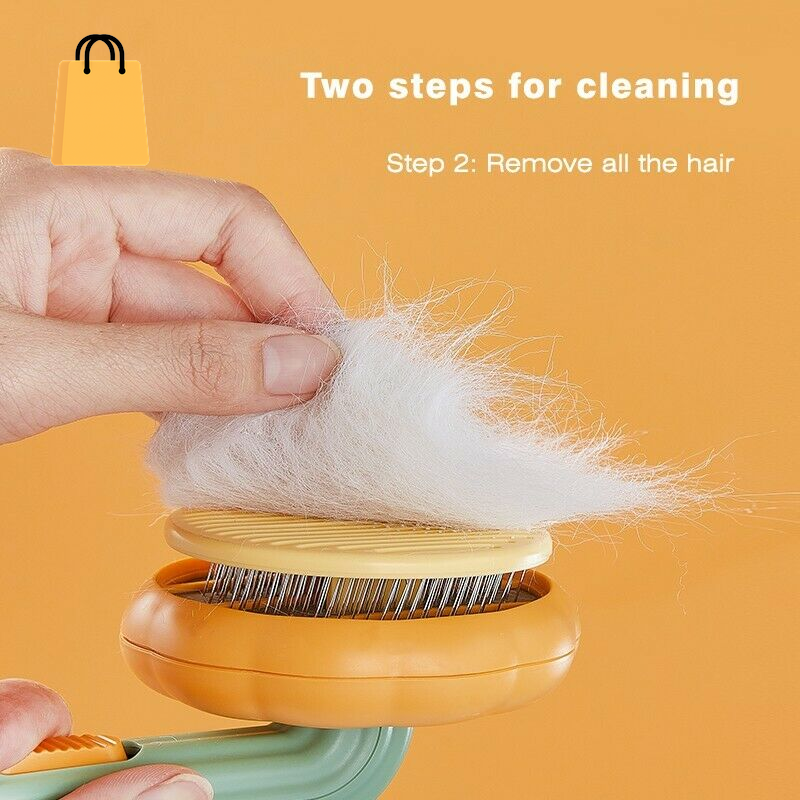 Pet Pumpkin Brush, Pet Grooming Self Cleaning Slicker Brush for Dogs Cats Puppy Rabbit, Cat Brush Grooming Gently Removes Loose Undercoat, Mats Tangled Hair Slicker Brush