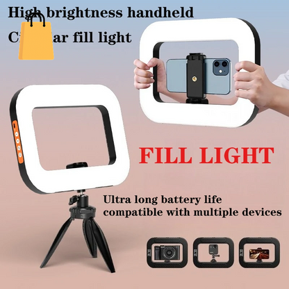 New Handheld Ring LED Rechargeable Fill Light Portable Mobile Phone Live Broadcast Photography Desktop Selfie Light