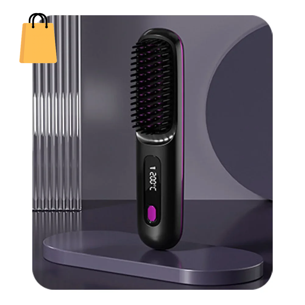 Hair Straightener Brush USB Rechargeable Cordless Negative Ions Hot Brush Electric Fluffy Curly Hair Styling Detangling Comb
