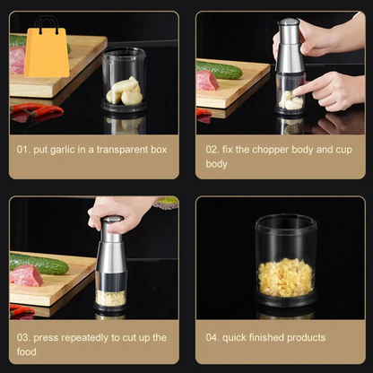 Pressed Garlic Chopper Stainless Steel Manual Garlic Masher Handheld Push Type Garlic Crusher Labor Kitchen Chopper Gadget