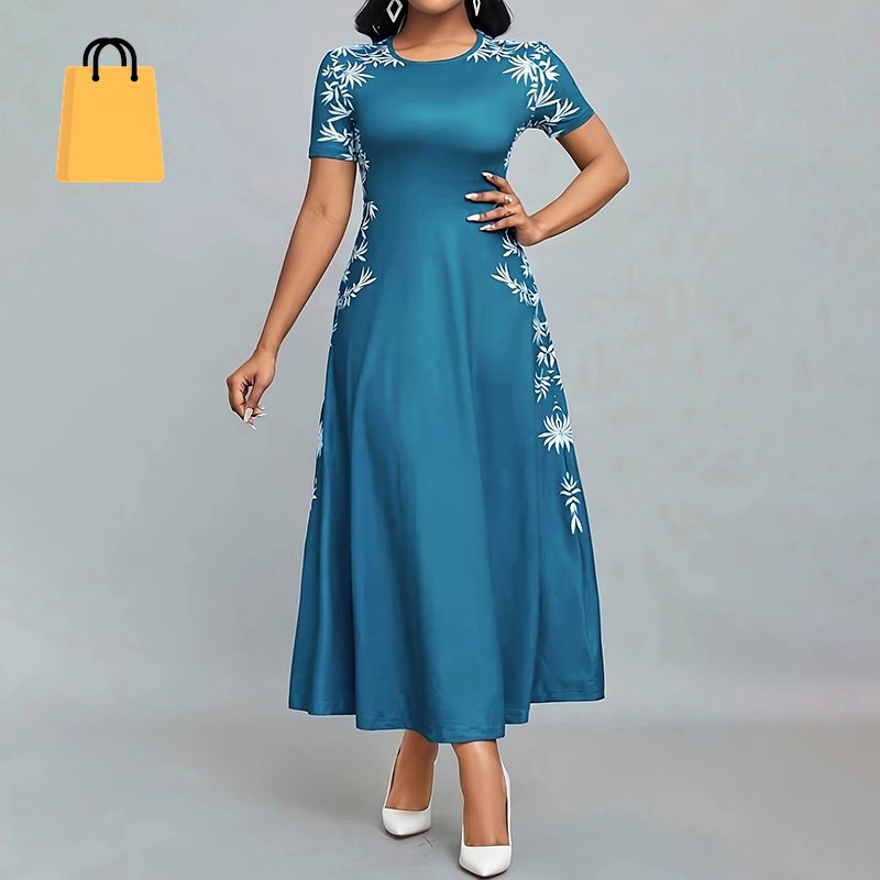 Women'S Elegant Short Sleeve Maxi Dresses Casual Empire Waist Long Dress