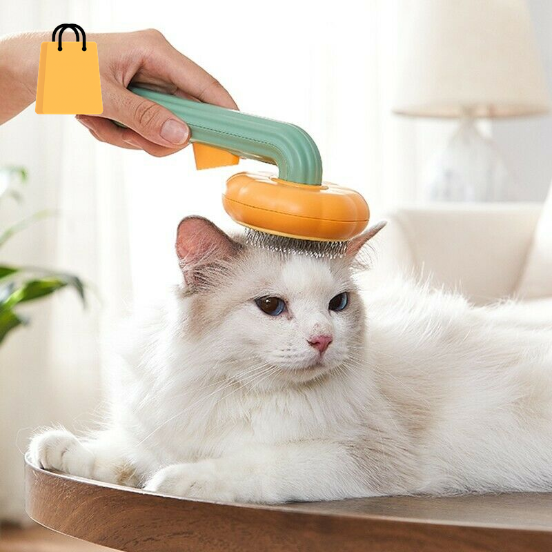 Pet Pumpkin Brush, Pet Grooming Self Cleaning Slicker Brush for Dogs Cats Puppy Rabbit, Cat Brush Grooming Gently Removes Loose Undercoat, Mats Tangled Hair Slicker Brush