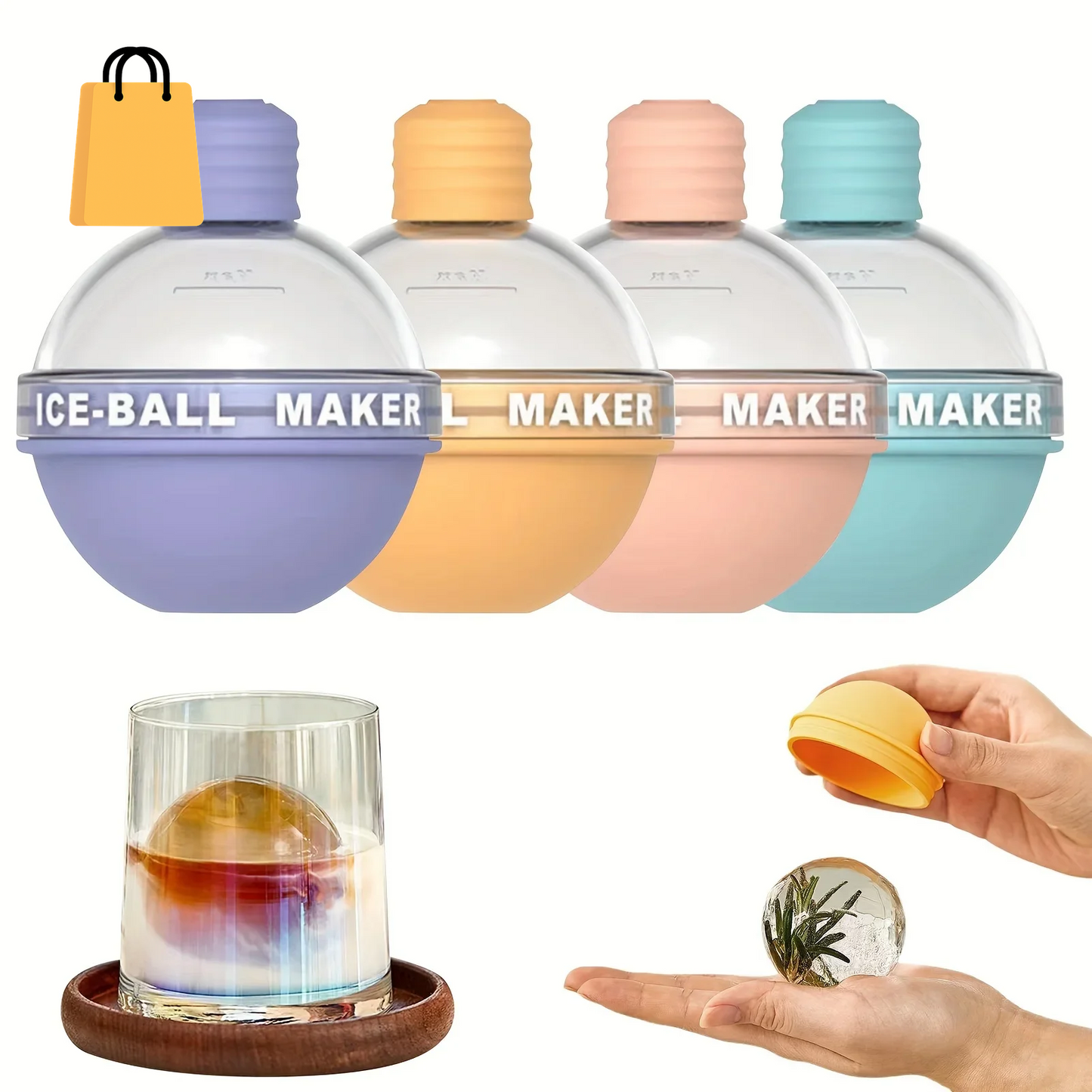 4Pcs Ice Cube Mold round Ice Hockey Premium Silicone Ice Sphere Molds Seamless 2.5In Ice Balls Kitchen Must-Have for Chilled