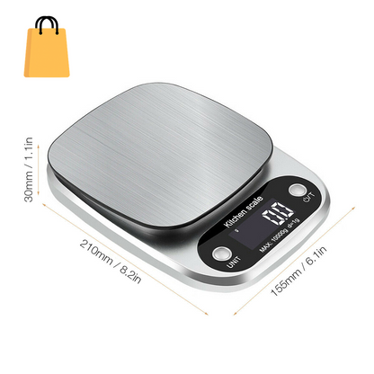 Digital Kitchen Food Diet Scale, Multifunction Weight Balance 22Lbs 1G Kitchen Scale Stainless Steel Weighing Scale for Food Diet Postal Balance Measuring