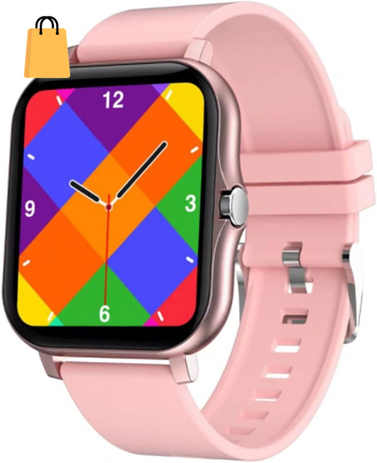 Stylish Smart Fitness Tracker Watch - IP68 Waterproof, Heart Rate & Sleep Monitoring, 8 Sports Modes, Breath Training & Weather Updates - 1.69-Inch Display for Men and Women (Rose Gold)