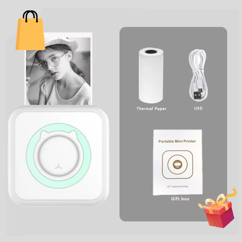MINI Print Portable Thermal Printer Photo Pocket Thermal Label Printer 58Mm Printing Wireless Bluetooth Android IOS
