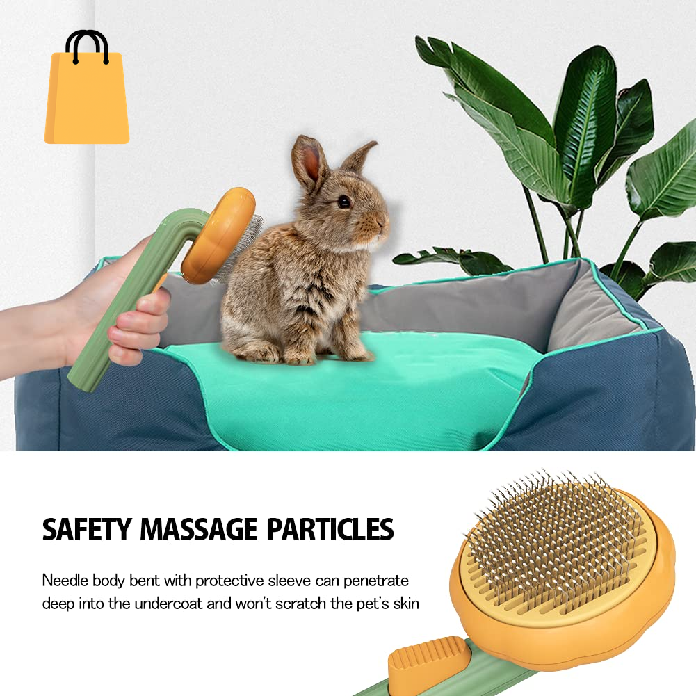 Pet Pumpkin Brush, Pet Grooming Self Cleaning Slicker Brush for Dogs Cats Puppy Rabbit, Cat Brush Grooming Gently Removes Loose Undercoat, Mats Tangled Hair Slicker Brush