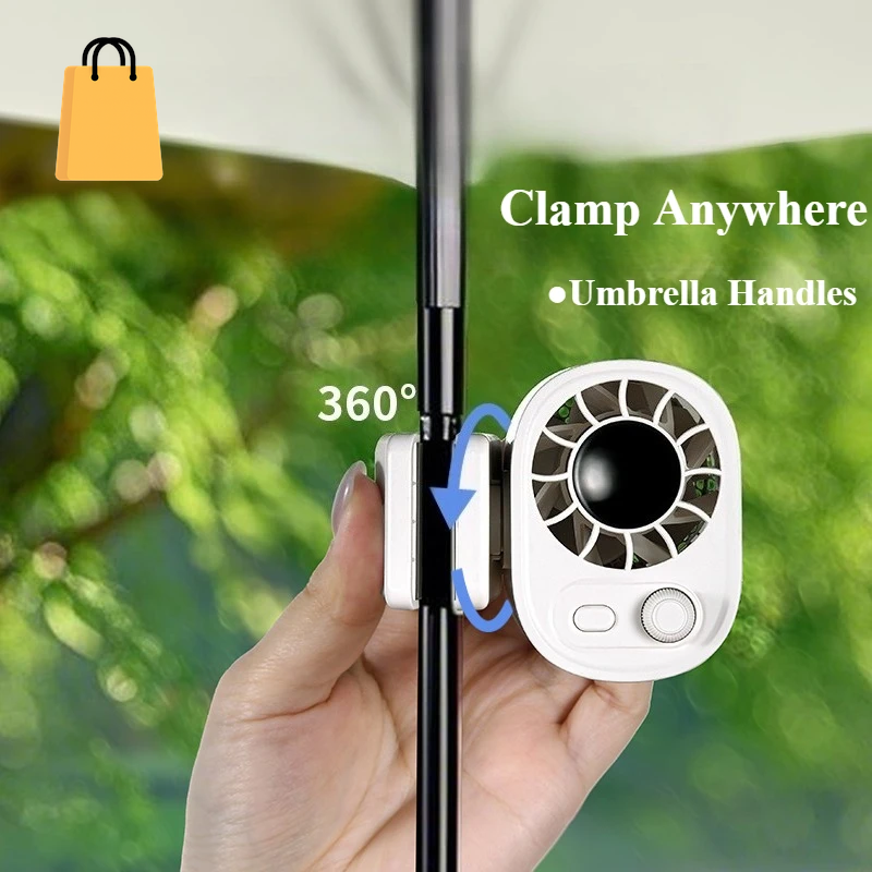 Portable Car Clip Fan 360° Rotatable 100 Speed Wind 12V USB Rechargeable Electric Fan Low Noise Mini Fan Clamp Anywhere