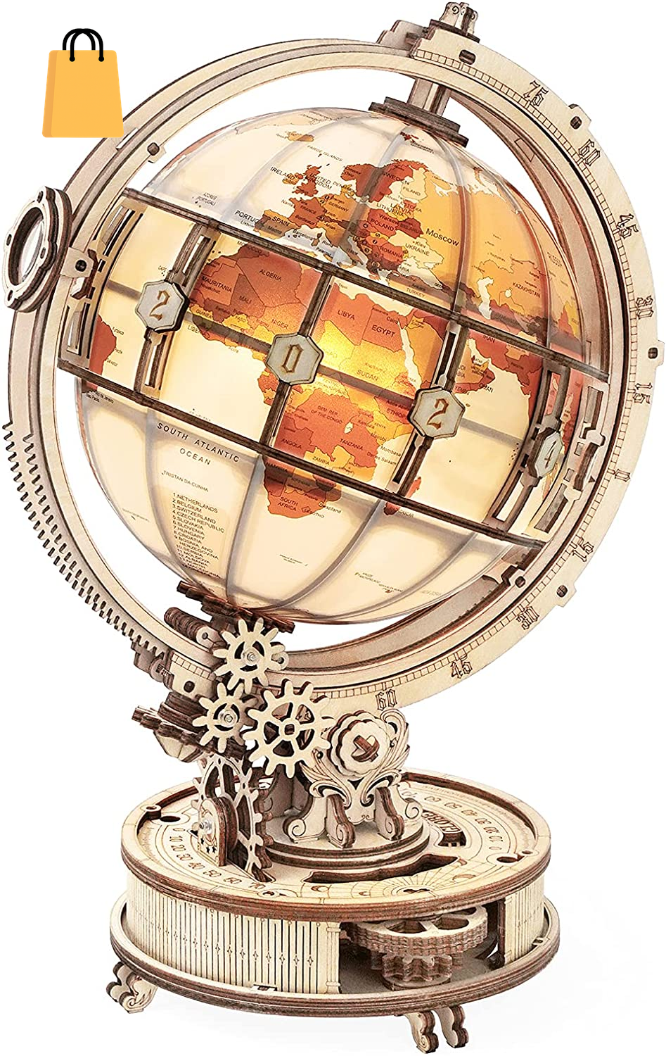 Rokr Luminous Globe 3D Wooden Hot Selling 180PCS Model Building Block Kits Toy