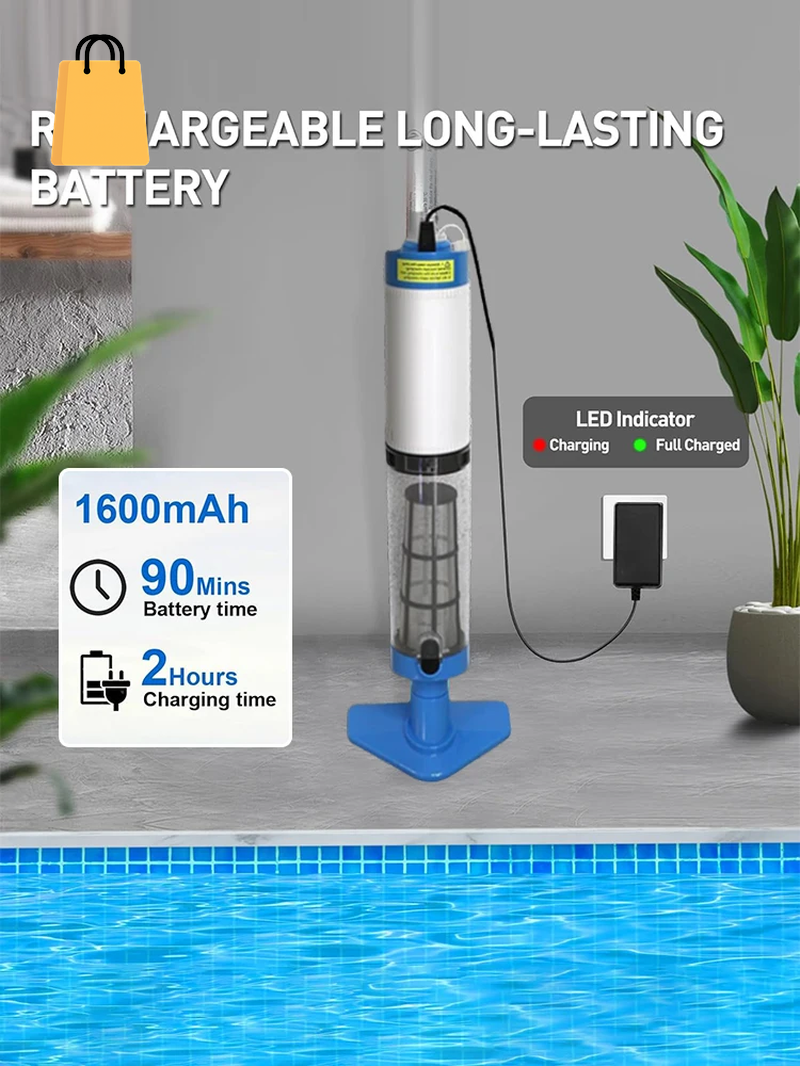 3 in 1 Cordless Rechargeable Pool Vacuum Cleaner Handheld Pool Cleaner Suitable for Spa Center Bathtub Sand Debris