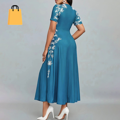 Women'S Elegant Short Sleeve Maxi Dresses Casual Empire Waist Long Dress