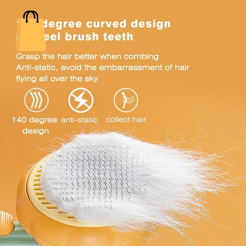 Pet Pumpkin Brush, Pet Grooming Self Cleaning Slicker Brush for Dogs Cats Puppy Rabbit, Cat Brush Grooming Gently Removes Loose Undercoat, Mats Tangled Hair Slicker Brush
