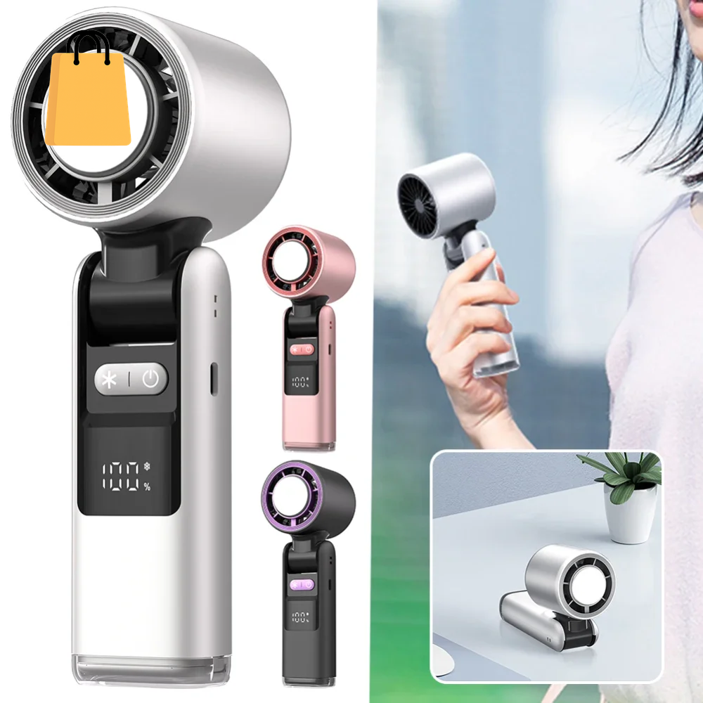 100 Turbos Chilled Ice Sensation Cold Fan Super Mini Turbo Speed Fan USB Powered Digital Display for Outdoor Camping Office Dorm