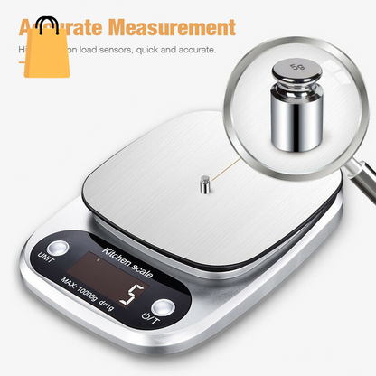 Digital Kitchen Food Diet Scale, Multifunction Weight Balance 22Lbs 1G Kitchen Scale Stainless Steel Weighing Scale for Food Diet Postal Balance Measuring