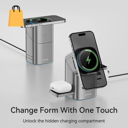 Qi2 Auto-Rotate Touch Magnetic 3 in 1 Wireless Charger Fast Charging 15W for Iphone 12/13/14/15/16, for Iwatch & Airpods