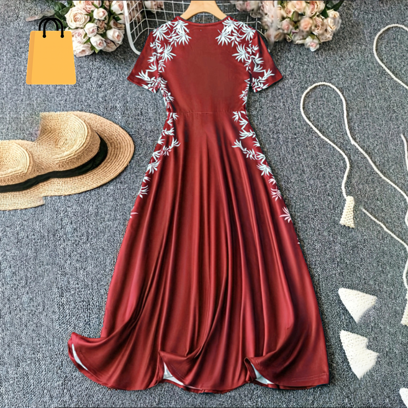 Women'S Elegant Short Sleeve Maxi Dresses Casual Empire Waist Long Dress